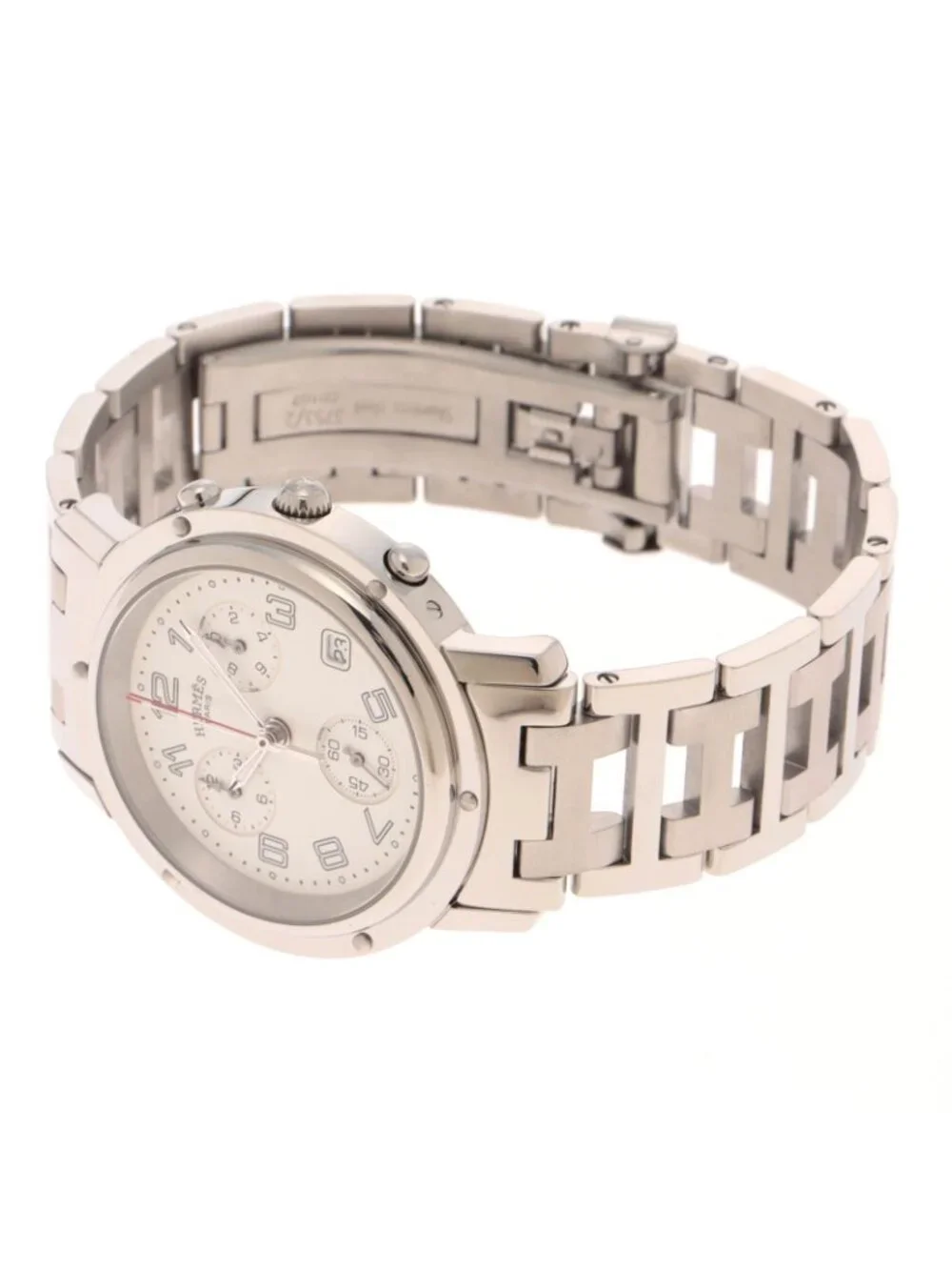 Hermes Clipperchrono Watch Stainless Steel White